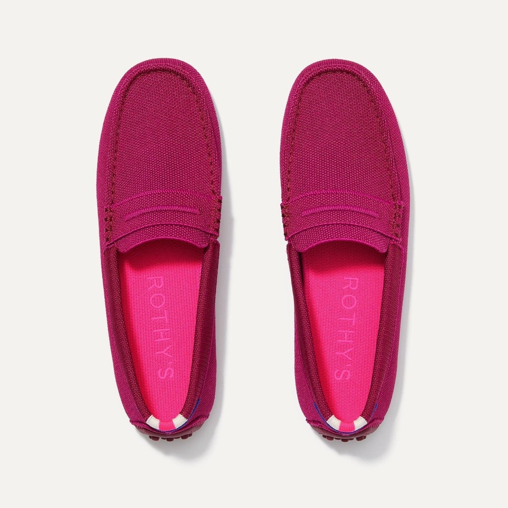 Rothy's The Daily Driver Raspberry Pink Loafers Womens Size 8 Driving Mocs